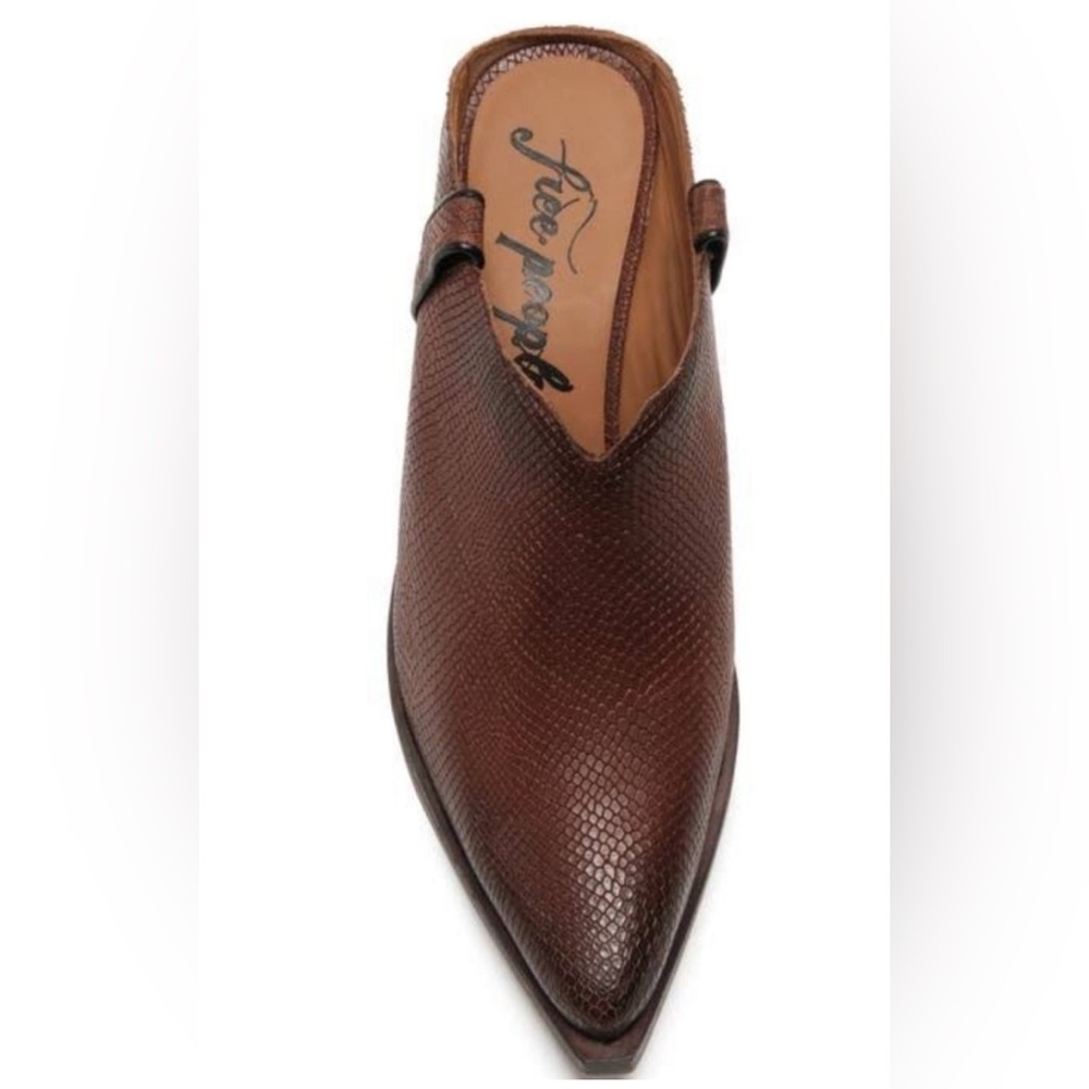 Free People Brown Textured Wedge Mules - Picture 2 of 7
